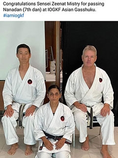 Congratulations Sensei Zeenat Mistry for passing Nanadan (7th dan) at IOGKF Asian Gasshuku